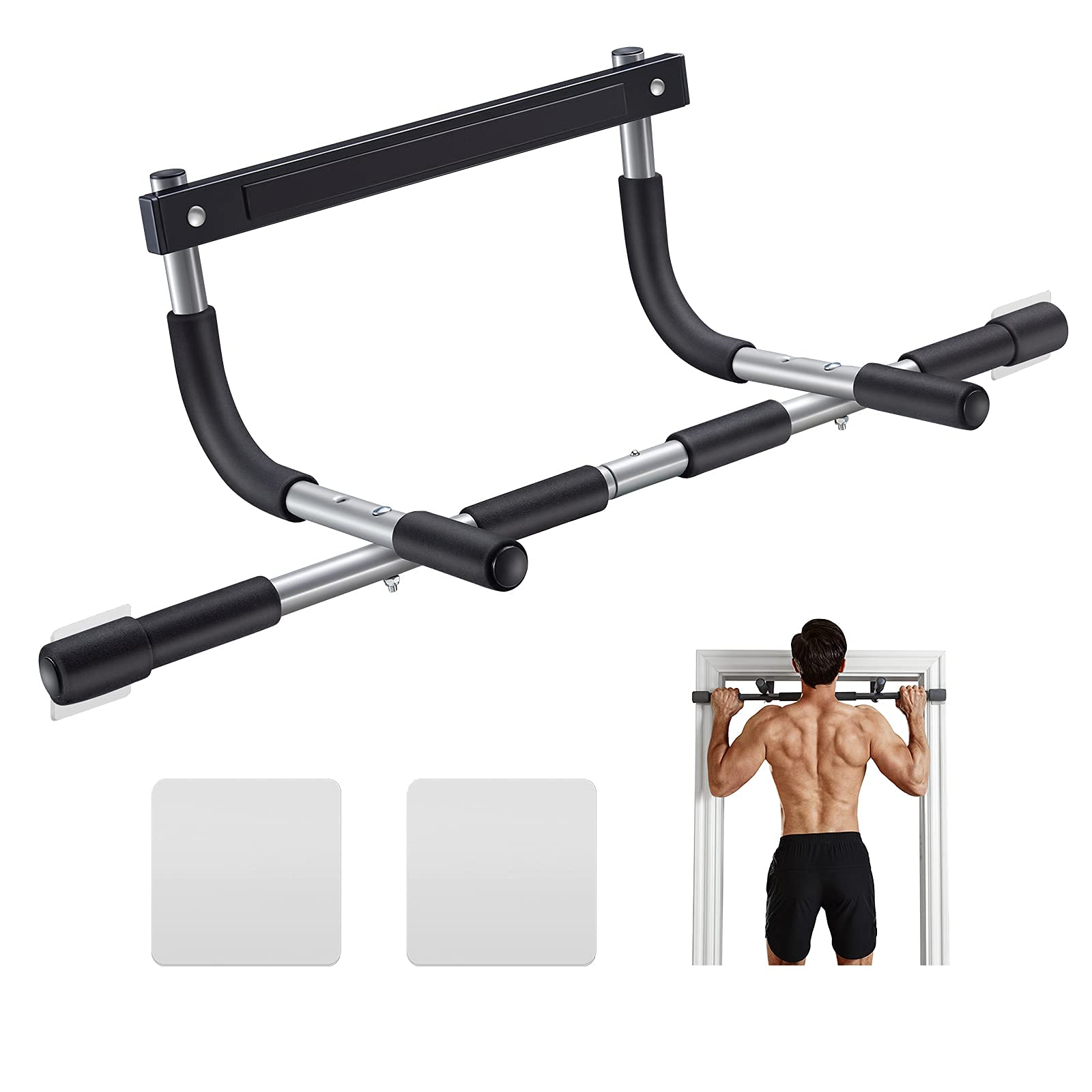 Ally Peaks Pull Up Bar for Doorway | Thickened Steel Max Limit 440 lbs Upper Body Fitness Workout Bar| Multi-Grip Strength for Doorway | Indoor Chin-Up Bar Fitness Trainer for Home Gym Portable