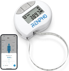 RENPHO Body Measuring Tape, Smart Tape Measure for Weight Loss, Bluetooth Fitness Equipment with App, Measuring Waist, Hip, Bust, Arms, Muscle Gain, Retractable, 60in /150cm, White