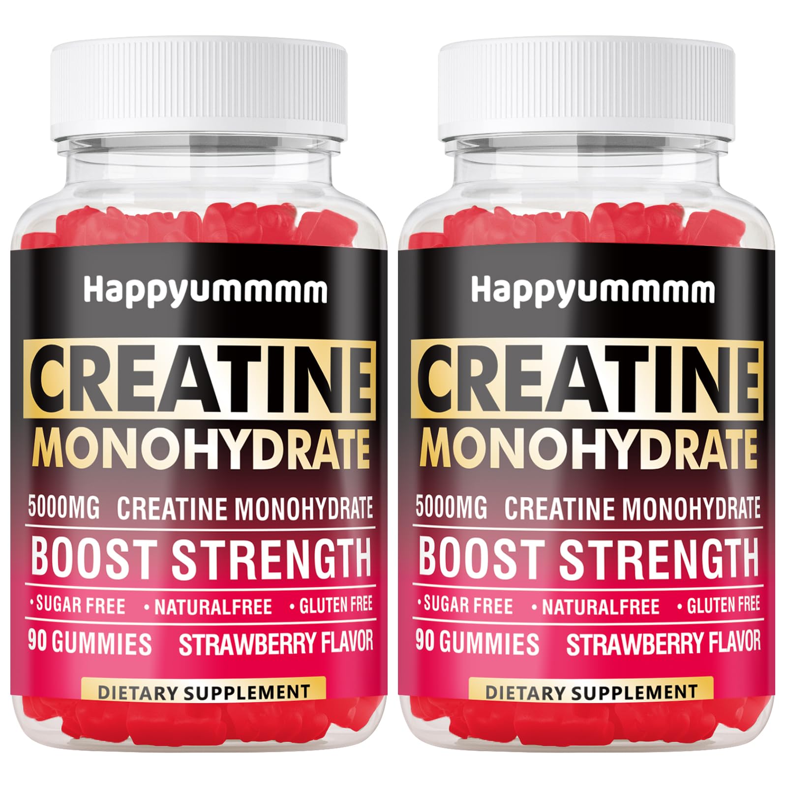 Creatine Monohydrate Gummies 5000mg for Men & Women, Chewables Creatine Monohydrate for Muscle Strength, Muscle Builder, Energy Boost, Pre-Workout Supplement(90 Count)-Strawberry.