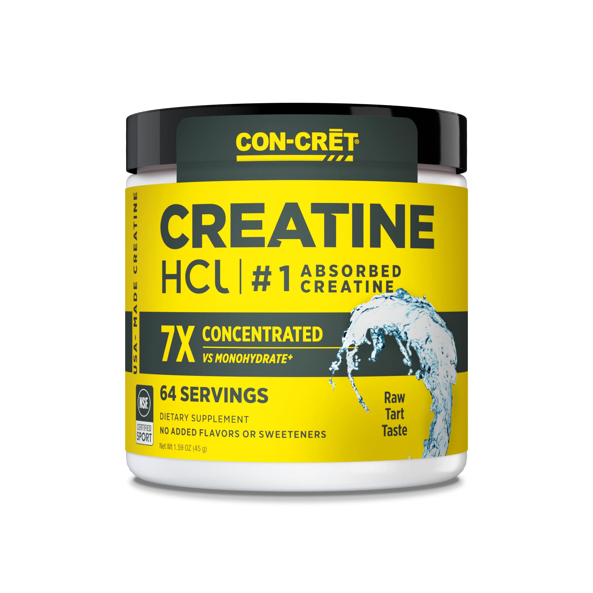 Creatine HCl Powder | Muscle, Cognitive, Cellular Energy Support | No Bloating or Cramps | USA Made & NSF Certified | Raspberry (100 Serving)