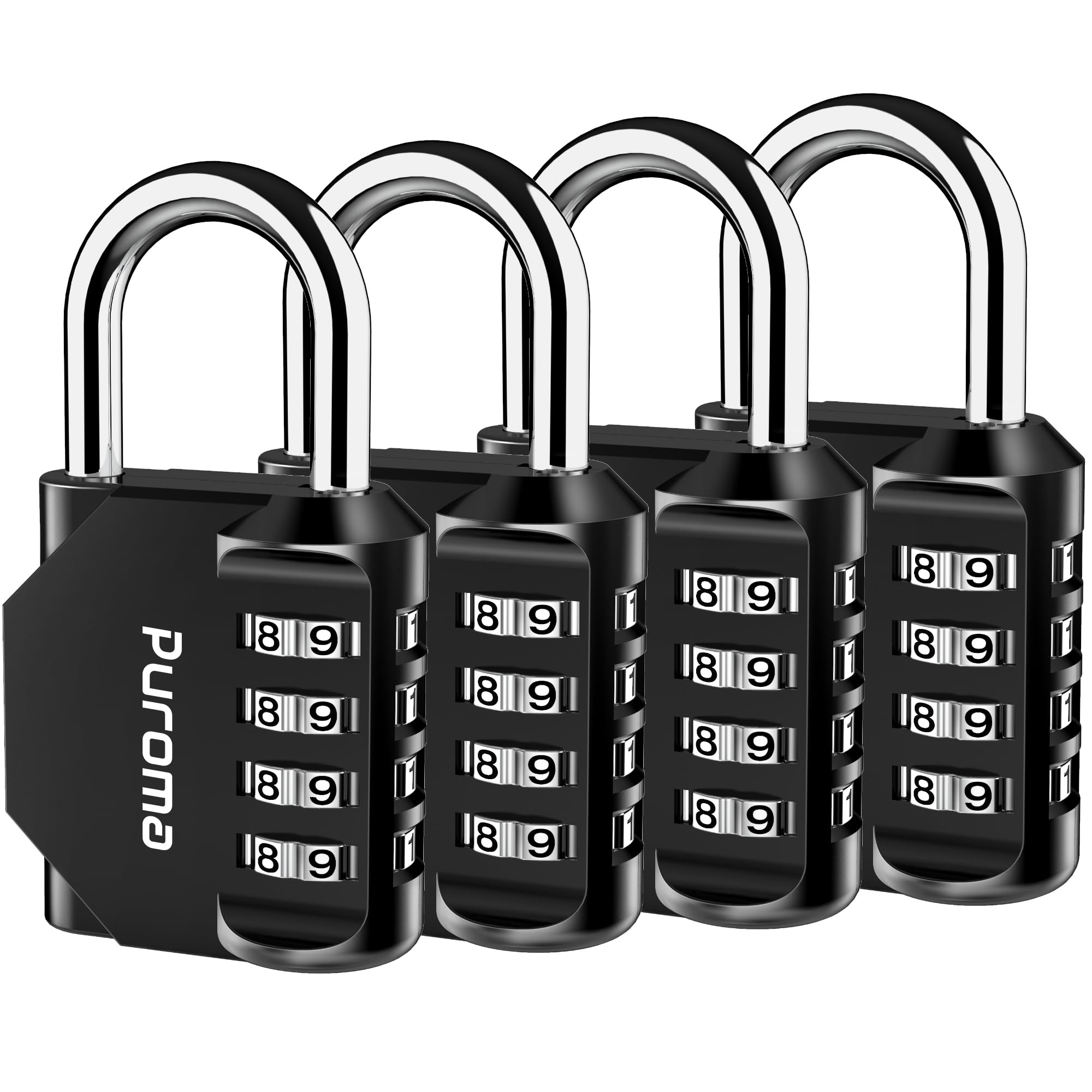 Puroma 2 Pack Combination Lock 4 Digit Locker Lock Outdoor Waterproof Padlock for School Gym Locker, Sports Locker, Fence, Toolbox, Gate, Case, Hasp Storage (Black)