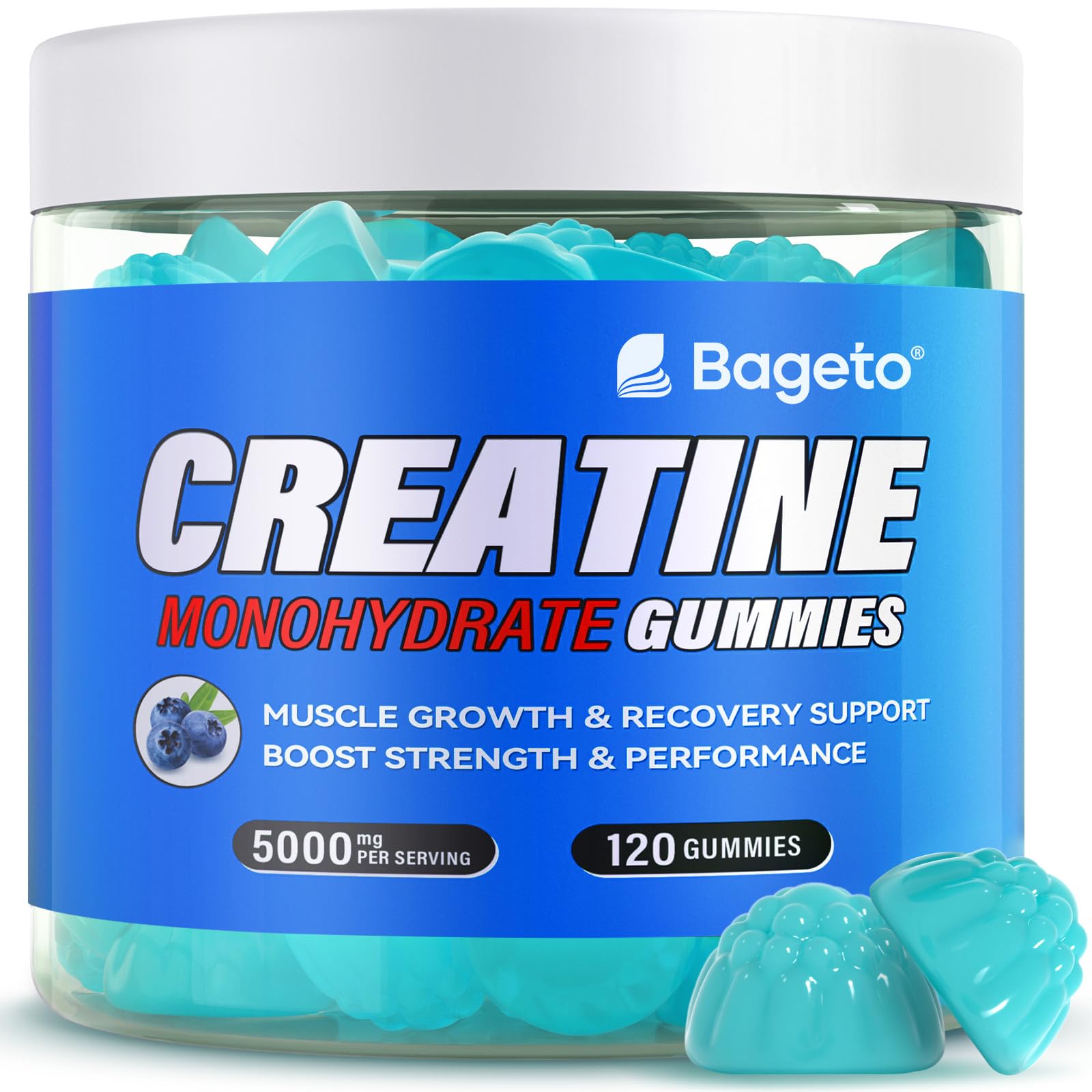 Creatine Monohydrate Gummies 5000mg for Men & Women, Gomitas de Creatina 5g Creatine Monohydrate, 0g Sugar Chewables Creatine Pre-Work Out for Muscle Strength, Vegan,120 Count (120 Count, Strawberry)