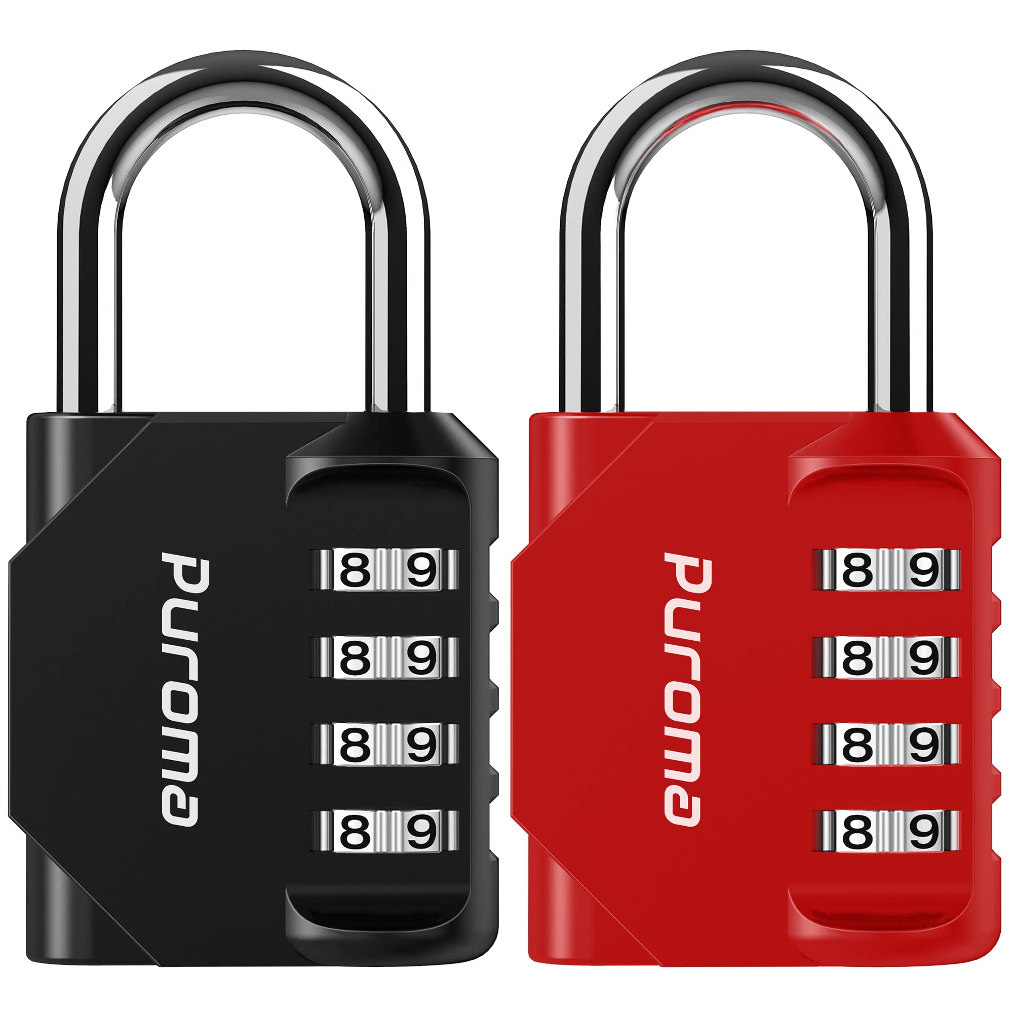 Puroma 2 Pack Combination Lock 4 Digit Locker Lock Outdoor Waterproof Padlock for School Gym Locker, Sports Locker, Fence, Toolbox, Gate, Case, Hasp Storage (Black)