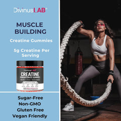 Creatine Monohydrate Gummies 5g (5000mg) for Men & Women - 120 Count, Sugar-Free Creatine Pre Workout Chews For Energy Boost, Creatine Supplement For Building Muscle and Strength, Vegan, Non-GMO