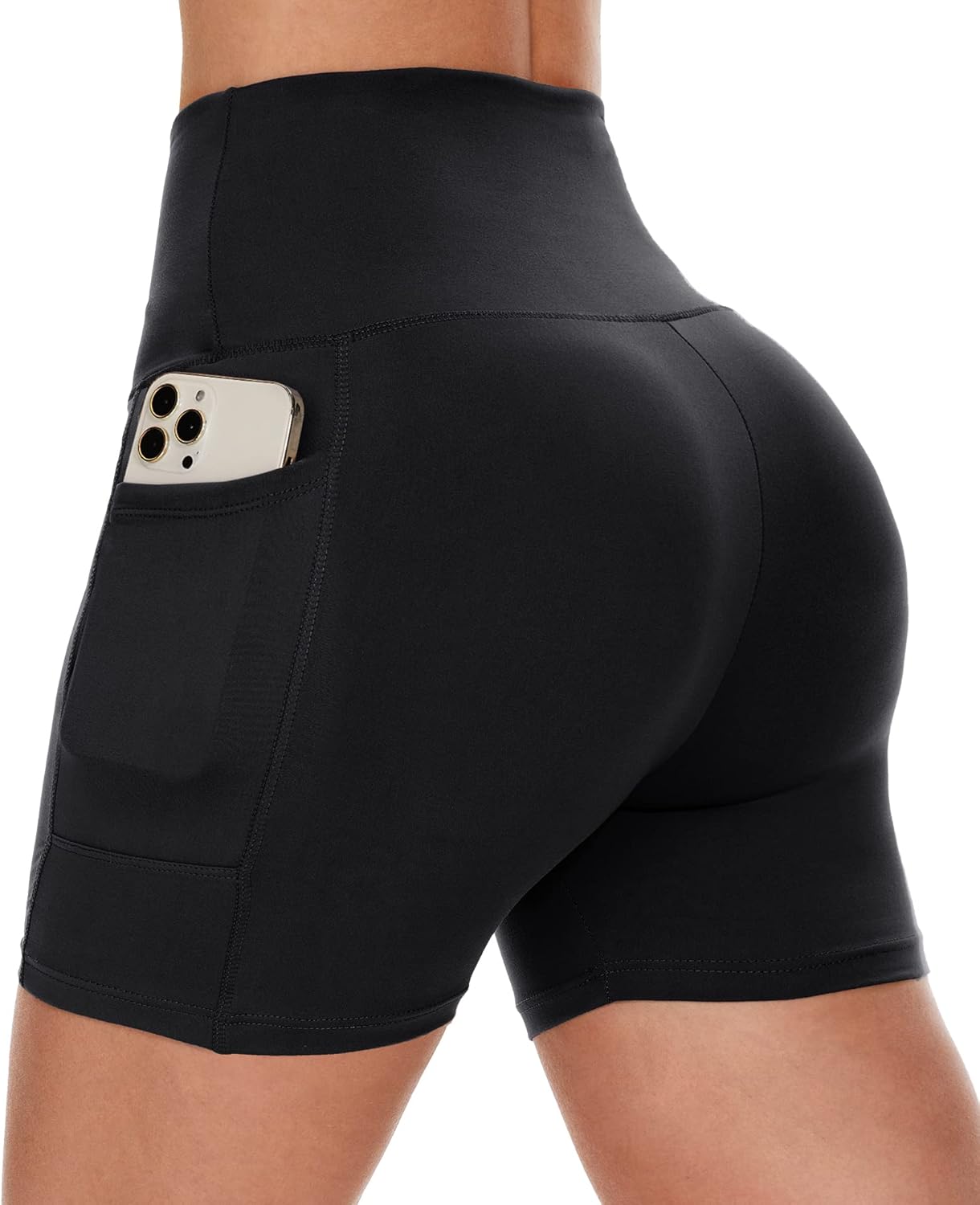 CAMPSNAIL Biker Shorts Women with Pockets - 3"/5"/8" High Waisted Workout Spandex Tummy Control Gym Running Yoga Shorts