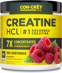 Creatine HCl Powder | Muscle, Cognitive, Cellular Energy Support | No Bloating or Cramps | USA Made & NSF Certified | Raspberry (100 Serving)