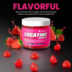 Creatine Monohydrate Gummies 5000mg for Men & Women, Gomitas de Creatina 5g Creatine Monohydrate, 0g Sugar Chewables Creatine Pre-Work Out for Muscle Strength, Vegan,120 Count (120 Count, Strawberry)