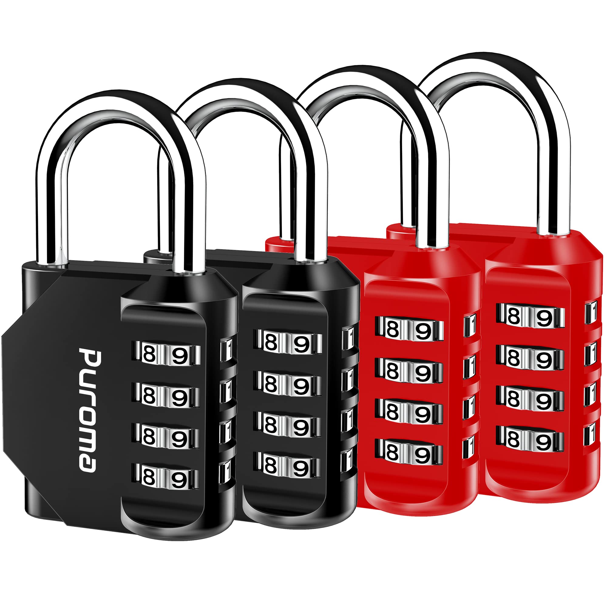 Puroma 2 Pack Combination Lock 4 Digit Locker Lock Outdoor Waterproof Padlock for School Gym Locker, Sports Locker, Fence, Toolbox, Gate, Case, Hasp Storage (Black)