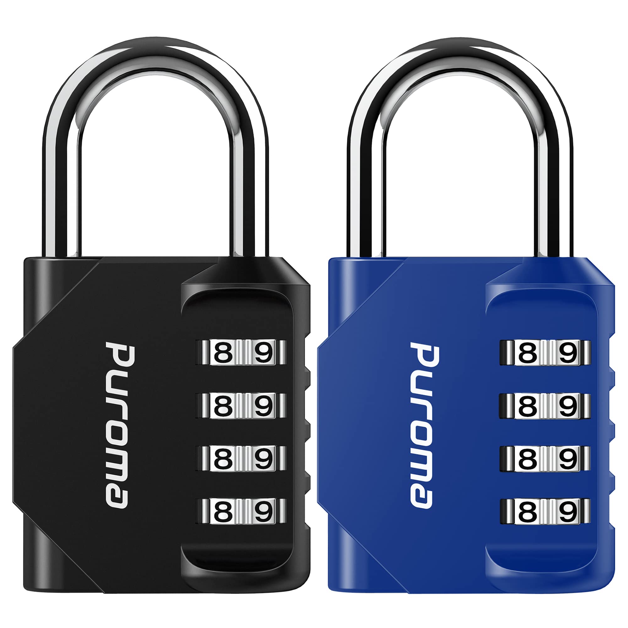 Puroma 2 Pack Combination Lock 4 Digit Locker Lock Outdoor Waterproof Padlock for School Gym Locker, Sports Locker, Fence, Toolbox, Gate, Case, Hasp Storage (Black)