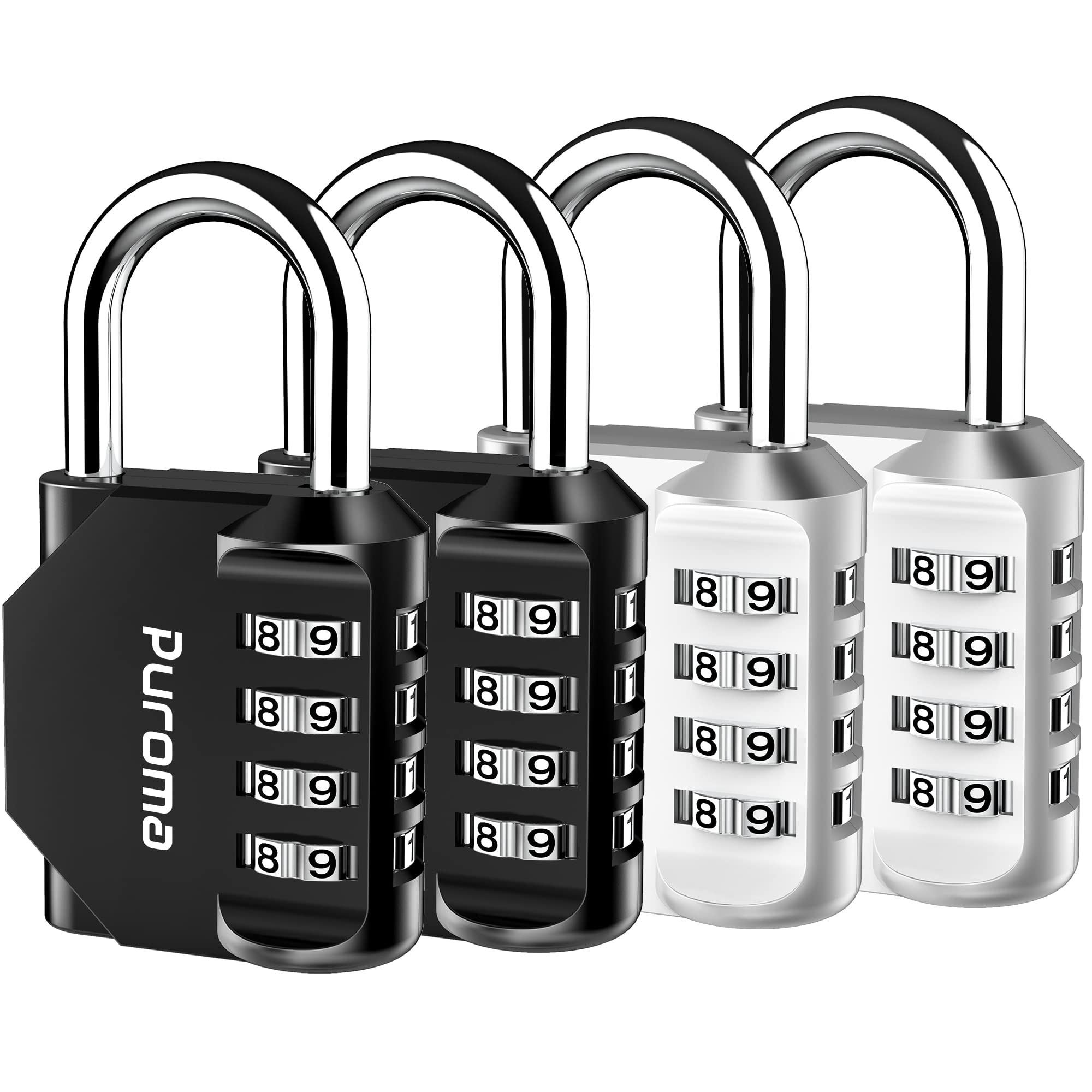 Puroma 2 Pack Combination Lock 4 Digit Locker Lock Outdoor Waterproof Padlock for School Gym Locker, Sports Locker, Fence, Toolbox, Gate, Case, Hasp Storage (Black)