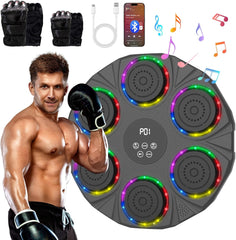 Music Boxing Machine Wall Mounted Smart Bluetooth Boxing Equipment for Boxing Enthusiasts （2 Pairs Gloves）