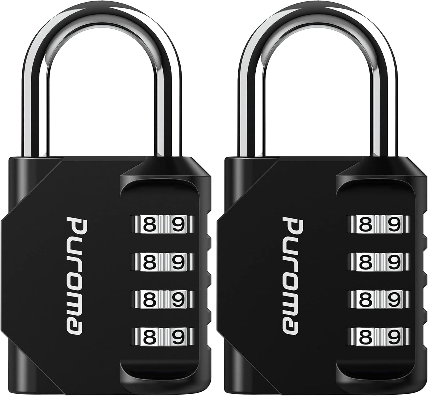 Puroma 2 Pack Combination Lock 4 Digit Locker Lock Outdoor Waterproof Padlock for School Gym Locker, Sports Locker, Fence, Toolbox, Gate, Case, Hasp Storage (Black)