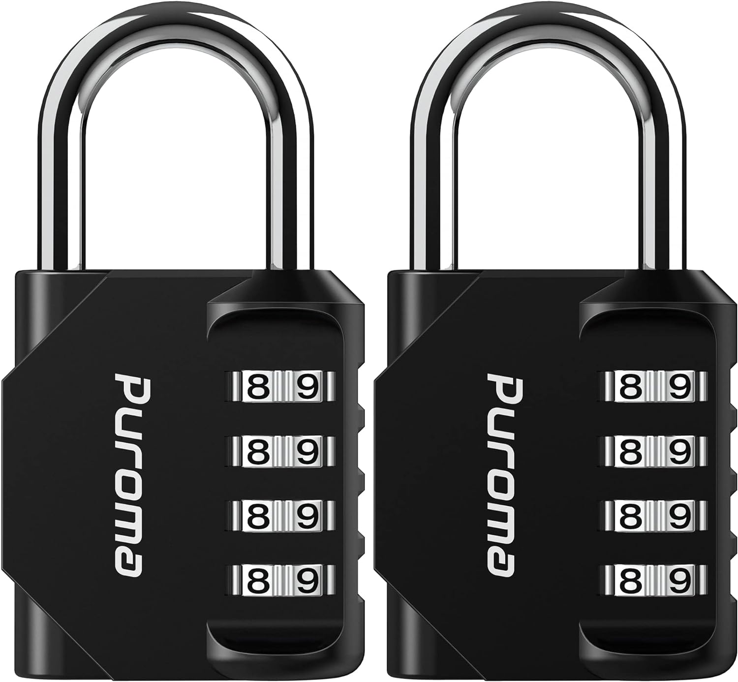 Puroma 2 Pack Combination Lock 4 Digit Locker Lock Outdoor Waterproof Padlock for School Gym Locker, Sports Locker, Fence, Toolbox, Gate, Case, Hasp Storage (Black)