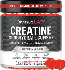 Creatine Monohydrate Gummies 5g (5000mg) for Men & Women - 120 Count, Sugar-Free Creatine Pre Workout Chews For Energy Boost, Creatine Supplement For Building Muscle and Strength, Vegan, Non-GMO