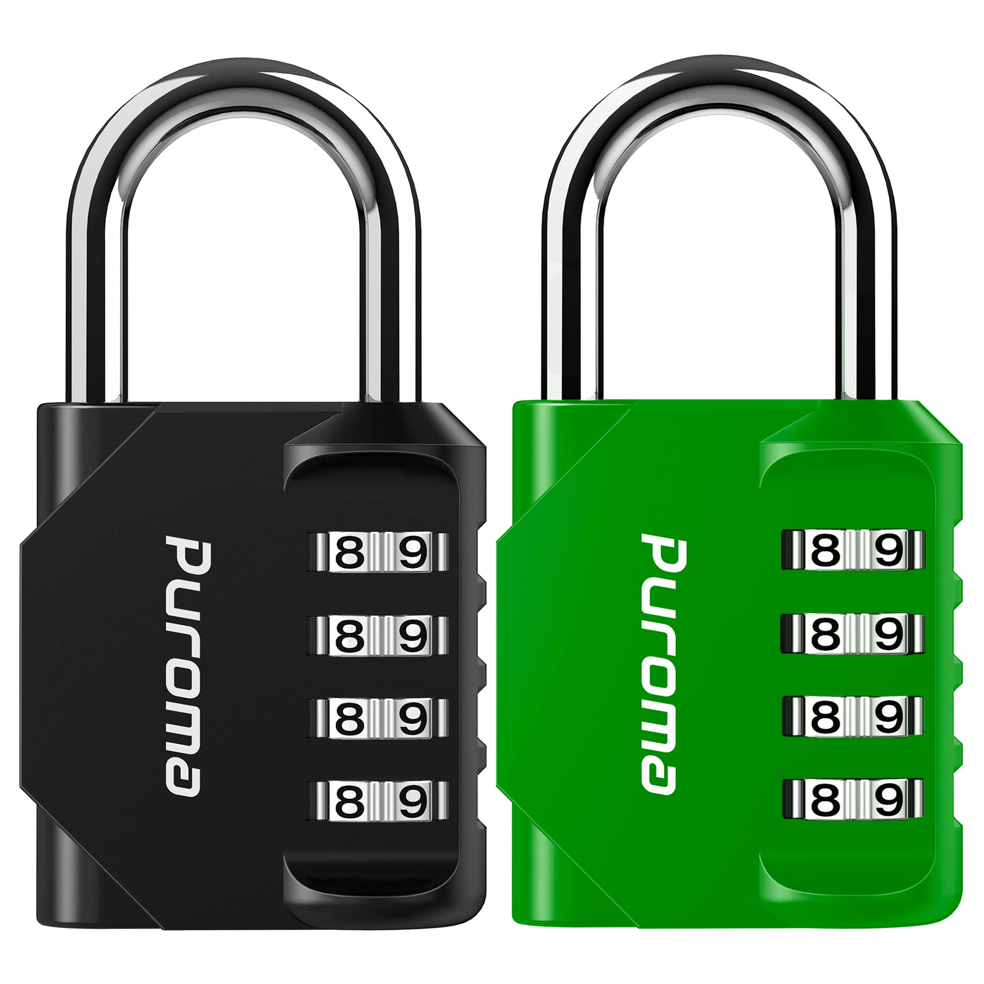 Puroma 2 Pack Combination Lock 4 Digit Locker Lock Outdoor Waterproof Padlock for School Gym Locker, Sports Locker, Fence, Toolbox, Gate, Case, Hasp Storage (Black)