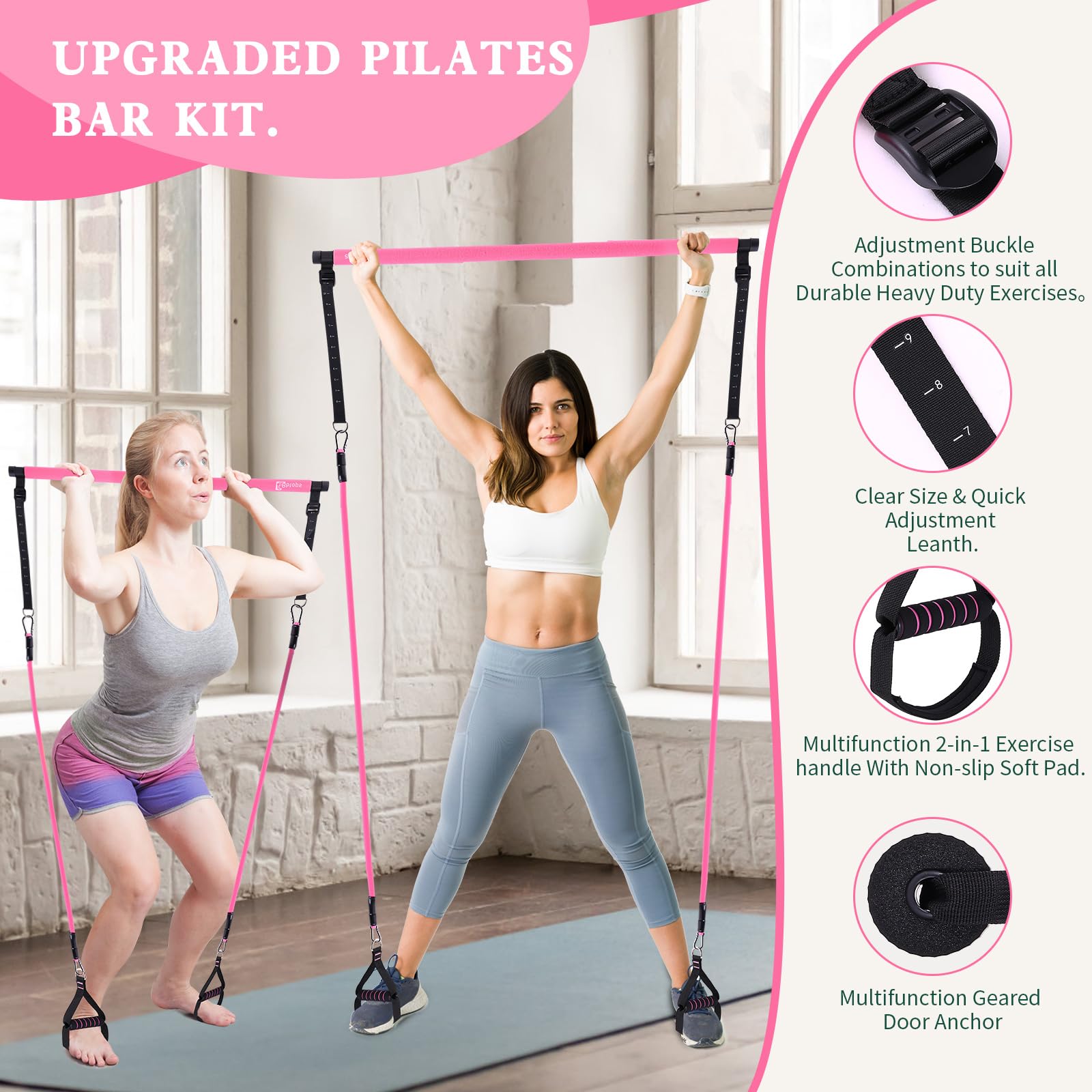 Pilates Bar Kit with Resistance Bands, Upgraded Multifunctional Screw Yoga Pilates Bar with Metal Adjustment Buckle, Portable Home Gym Pilates Bar for Women Men Full Body Workout Equipment Black…