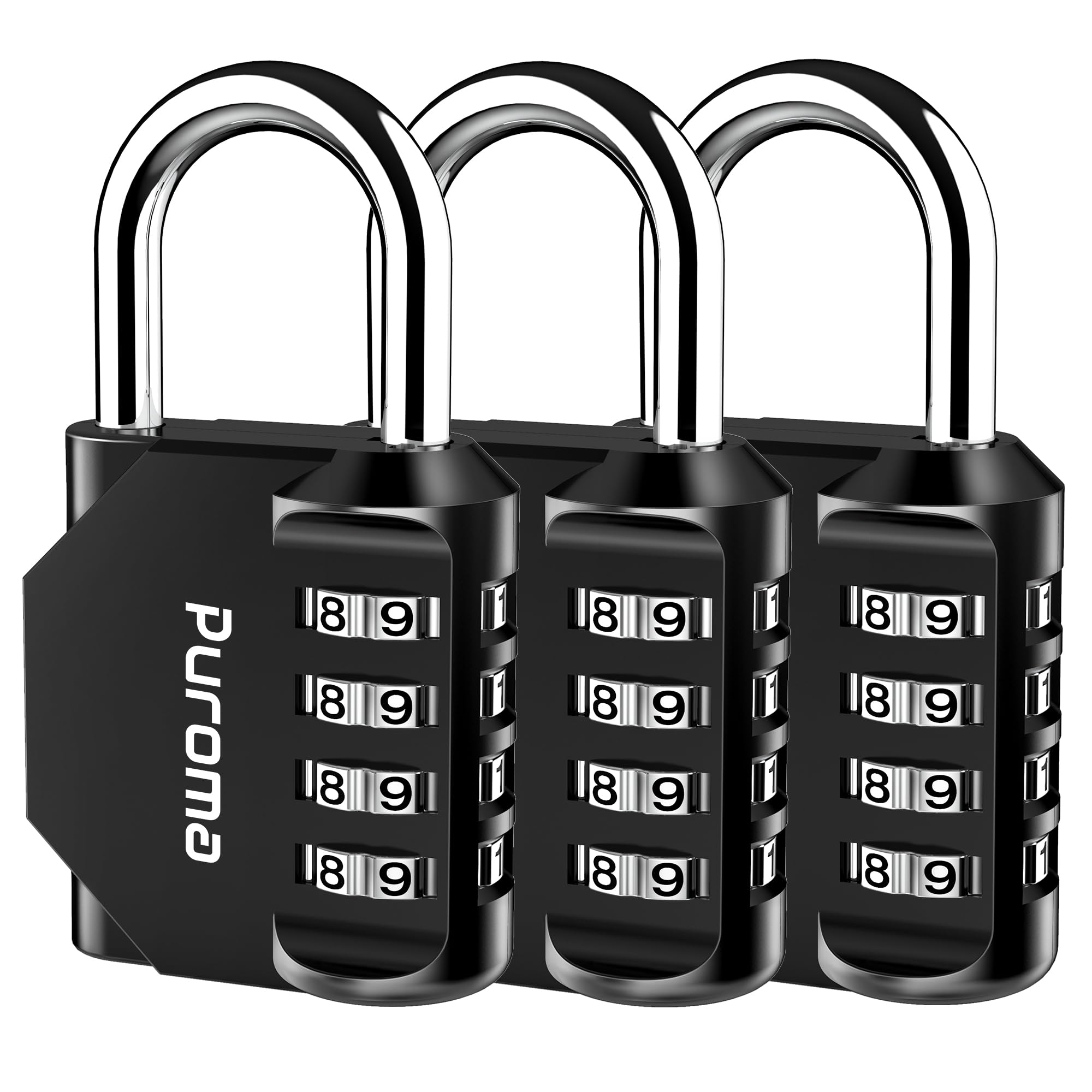 Puroma 2 Pack Combination Lock 4 Digit Locker Lock Outdoor Waterproof Padlock for School Gym Locker, Sports Locker, Fence, Toolbox, Gate, Case, Hasp Storage (Black)