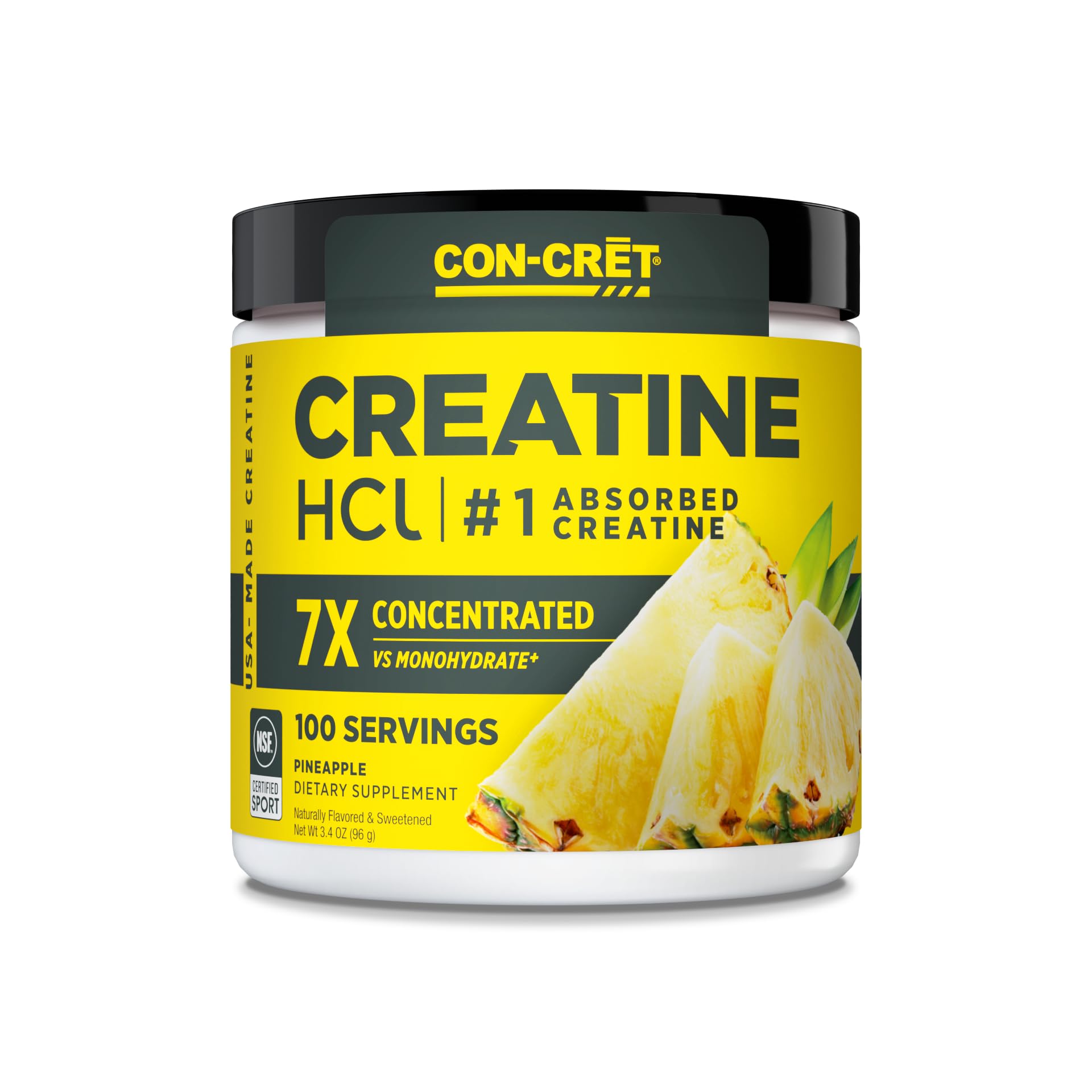 Creatine HCl Powder | Muscle, Cognitive, Cellular Energy Support | No Bloating or Cramps | USA Made & NSF Certified | Raspberry (100 Serving)