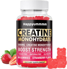 Creatine Monohydrate Gummies 5000mg for Men & Women, Chewables Creatine Monohydrate for Muscle Strength, Muscle Builder, Energy Boost, Pre-Workout Supplement(90 Count)-Strawberry.