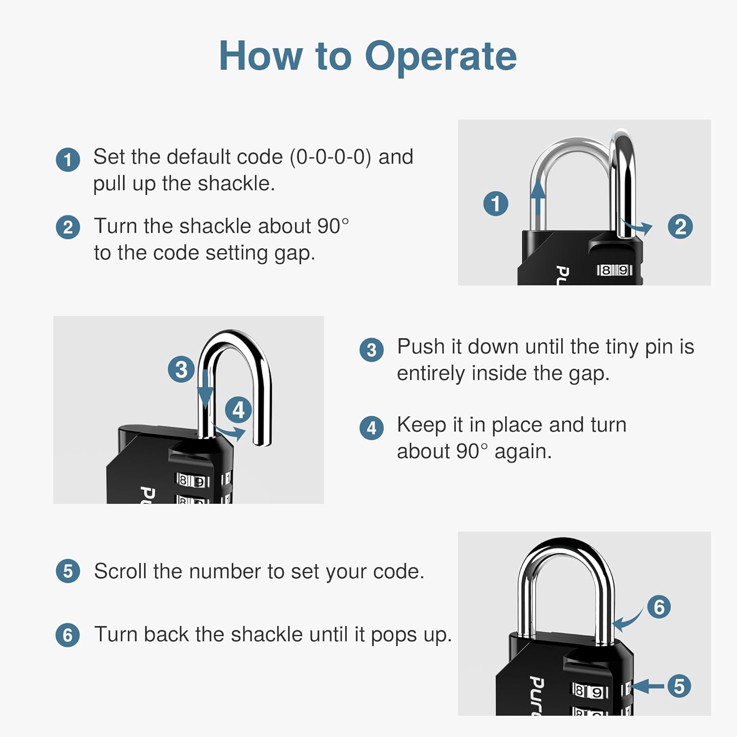 Puroma 2 Pack Combination Lock 4 Digit Locker Lock Outdoor Waterproof Padlock for School Gym Locker, Sports Locker, Fence, Toolbox, Gate, Case, Hasp Storage (Black)