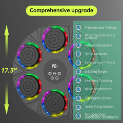 Music Boxing Machine Wall Mounted Smart Bluetooth Boxing Equipment for Boxing Enthusiasts （2 Pairs Gloves）