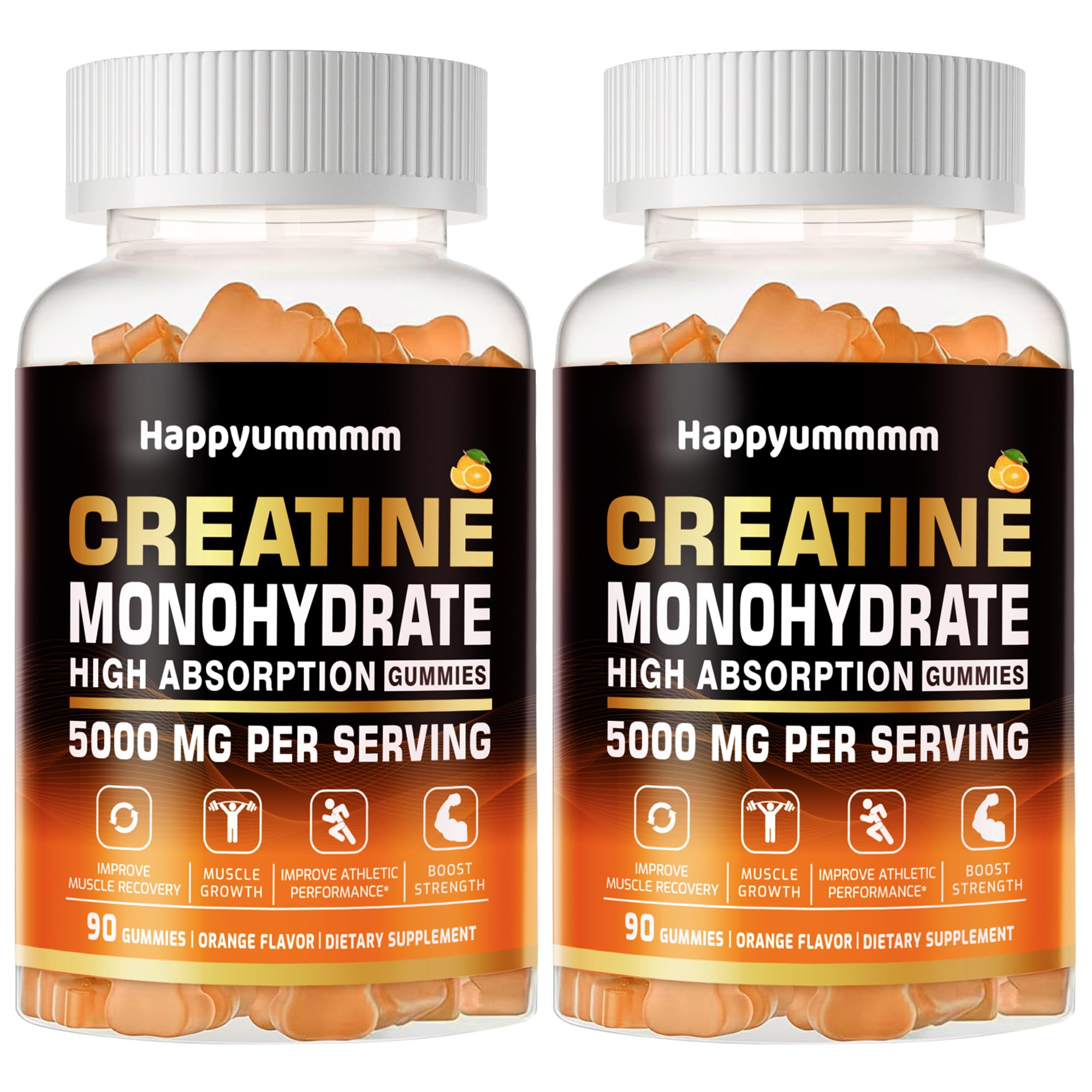 Creatine Monohydrate Gummies 5000mg for Men & Women, Chewables Creatine Monohydrate for Muscle Strength, Muscle Builder, Energy Boost, Pre-Workout Supplement(90 Count)-Strawberry.