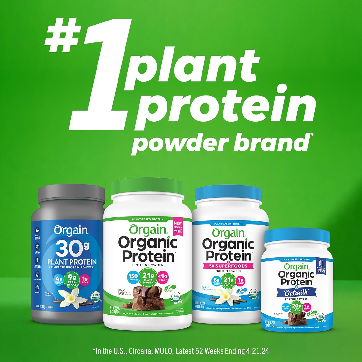 Orgain Organic 30g Vegan Protein Powder, Vanilla, 9g EAAs + BCAAs, Plant Protein, 4g Prebiotic + Fiber, 1g Sugar, Pre-Workout, Muscle Support + Recovery, PMV - 2.01lb (Packaging May Vary)