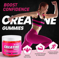 Creatine Monohydrate Gummies 5000mg for Men & Women, Gomitas de Creatina 5g Creatine Monohydrate, 0g Sugar Chewables Creatine Pre-Work Out for Muscle Strength, Vegan,120 Count (120 Count, Strawberry)