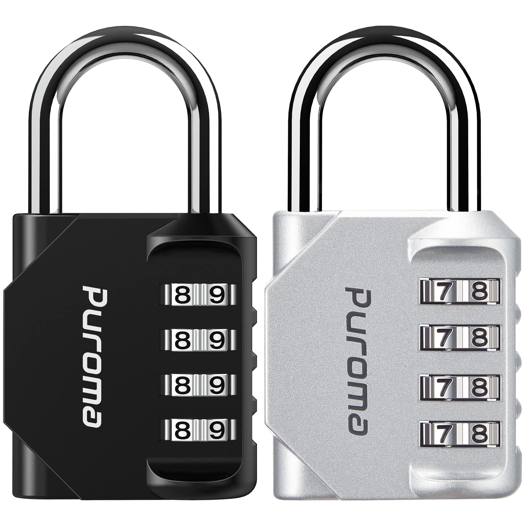 Puroma 2 Pack Combination Lock 4 Digit Locker Lock Outdoor Waterproof Padlock for School Gym Locker, Sports Locker, Fence, Toolbox, Gate, Case, Hasp Storage (Black)