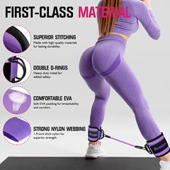 Ankle Resistance Bands with Cuffs, Home Gym Workout Equipment, Lifting Glute Butt Exercise Equipment for Women, Ankle Weights Fitness Band Set, Leg Booty Equipment for Training Perfect Body Shape