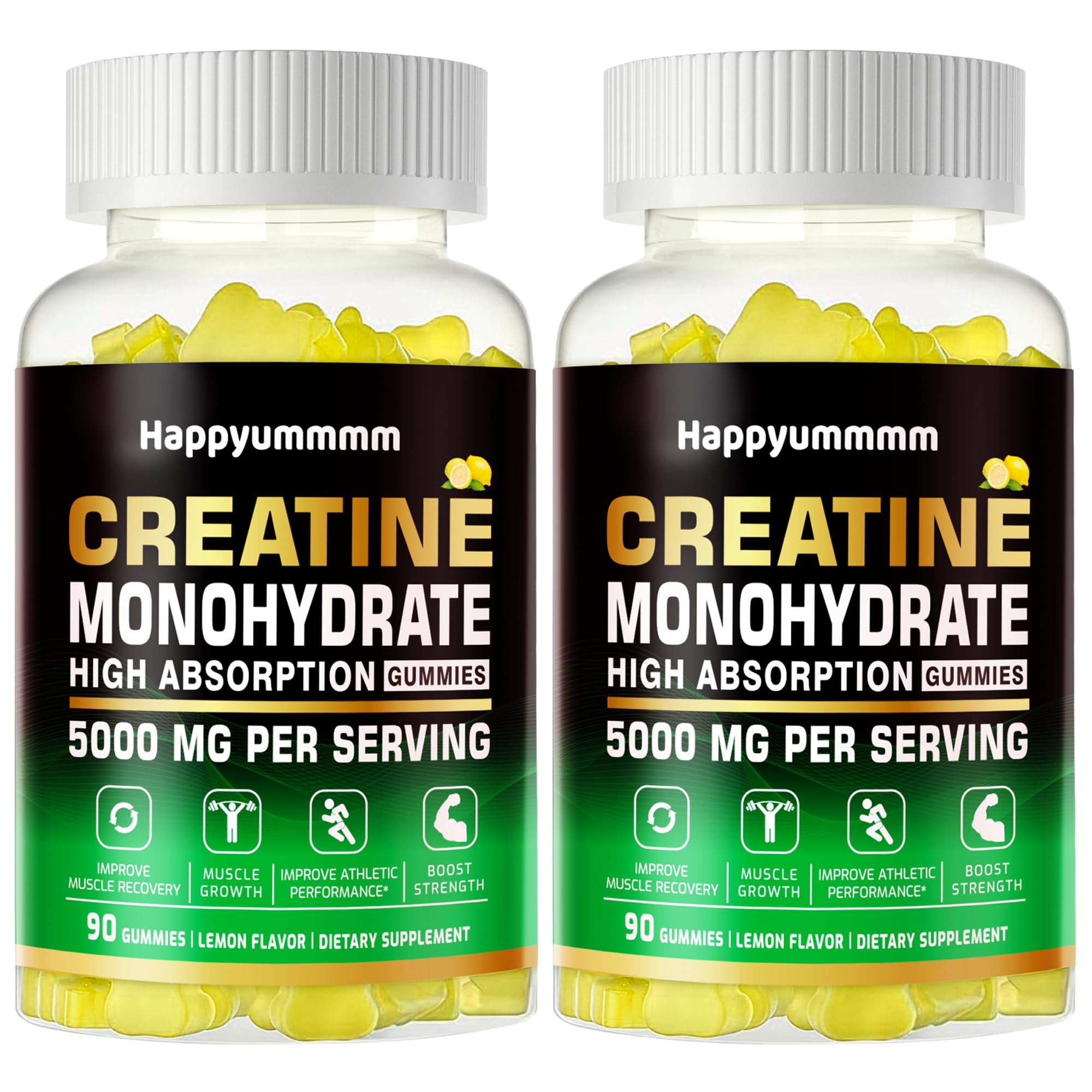 Creatine Monohydrate Gummies 5000mg for Men & Women, Chewables Creatine Monohydrate for Muscle Strength, Muscle Builder, Energy Boost, Pre-Workout Supplement(90 Count)-Strawberry.