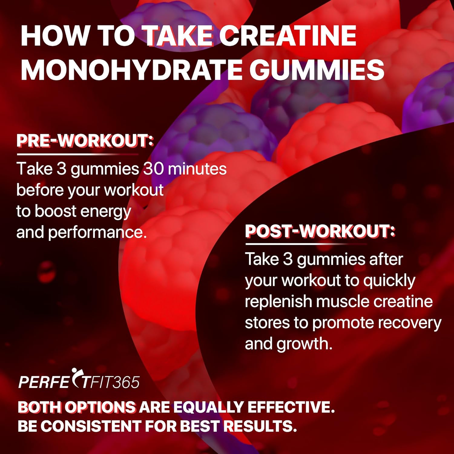 Creatine Monohydrate Gummies Complex 8000mg with L-Carnitine & Taurine, Flavored Creatine for Women and Men with Raspberry & Blackberry Taste, Pre Workout Gummies for Men and Women - 120pcs